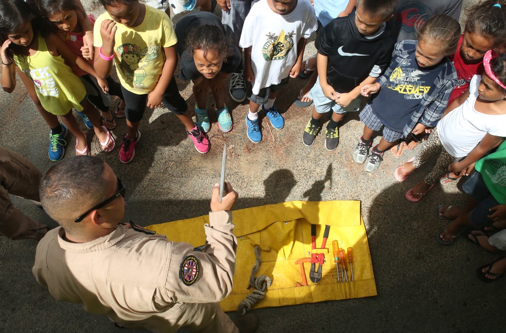 Cooling down with Aircraft Rescue and Firefighting Marines