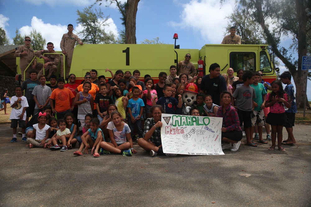 Cooling down with Aircraft Rescue and Firefighting Marines