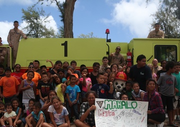 Cooling down with Aircraft Rescue and Firefighting Marines