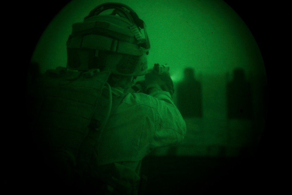 U.S. Marines practice low-light shooting