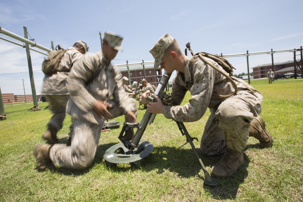 Delta Company Marines undergo 60mm Mortar training