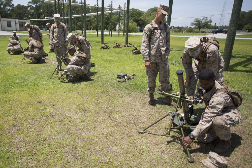 Delta Company Marines undergo 60mm Mortar training