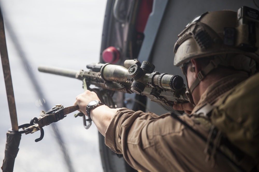U.S. Marines practice aerial sniping techniques