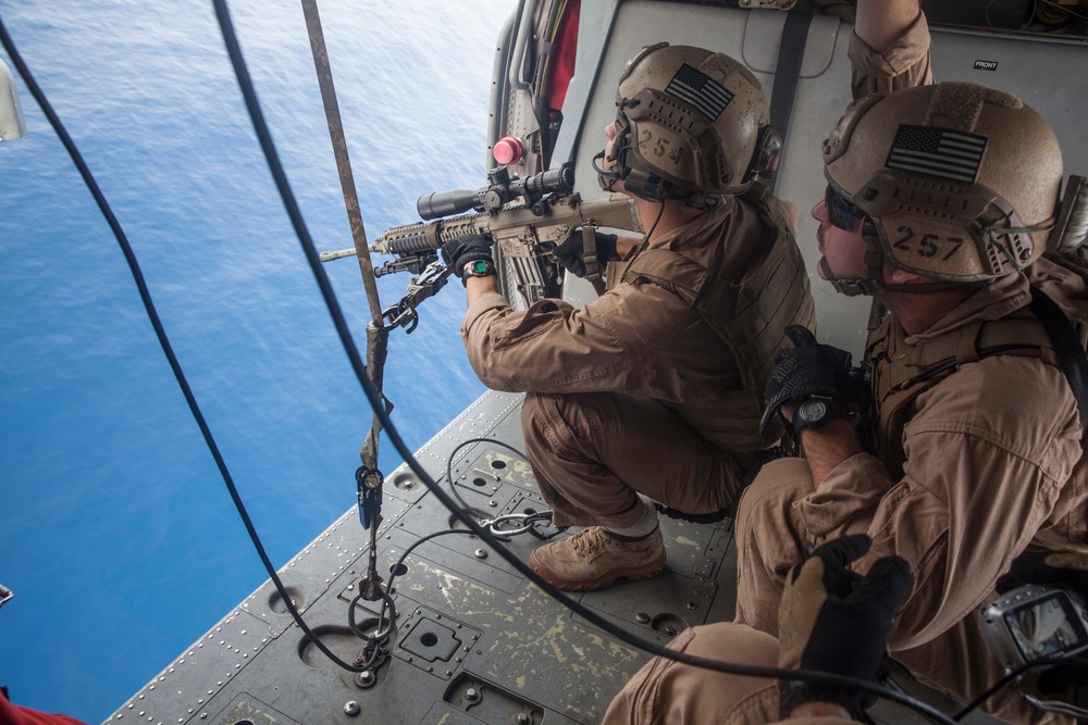 U.S. Marines practice aerial sniping techniques