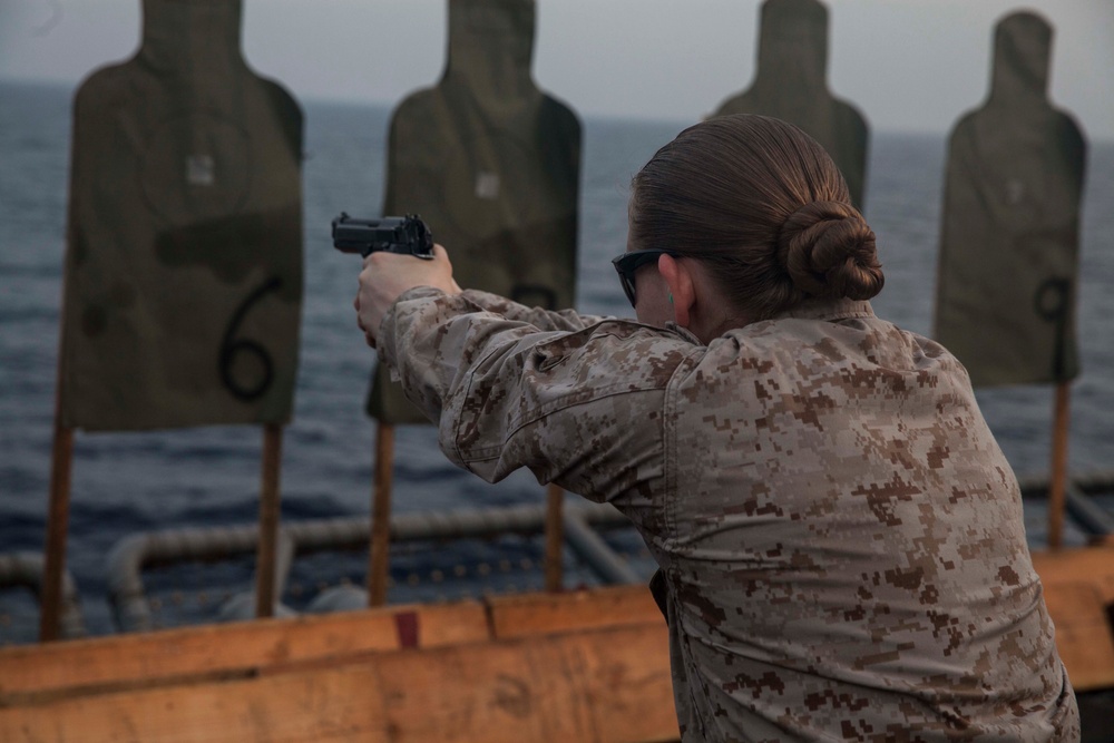 U.S. Marines practice pistol fundamentals