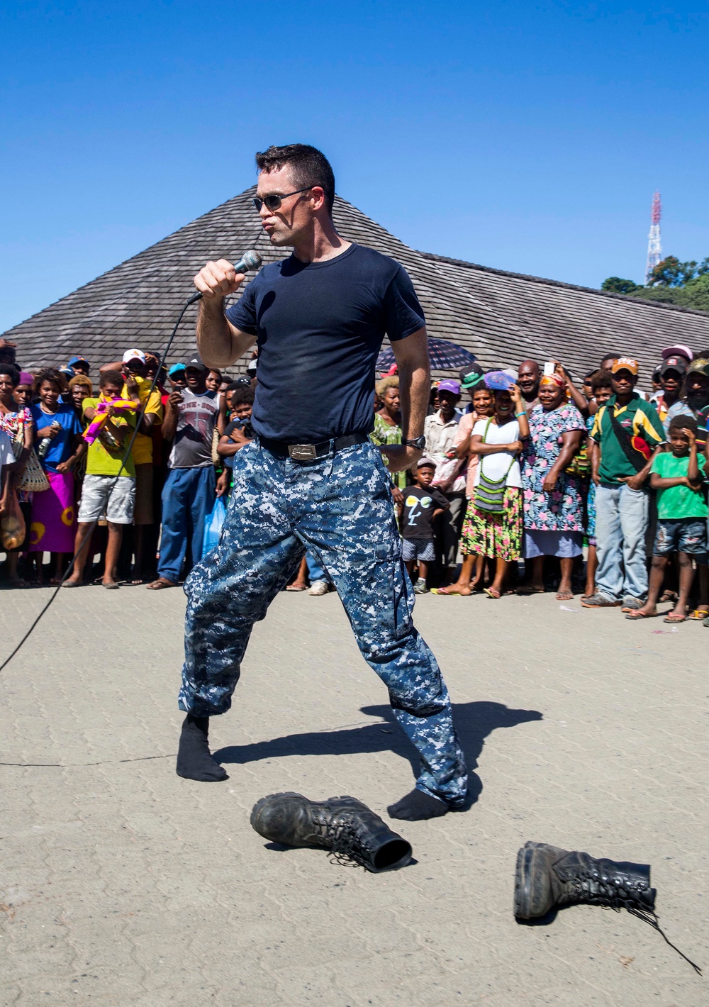 Pacific Fleet Band plays at Papua New Guinea market