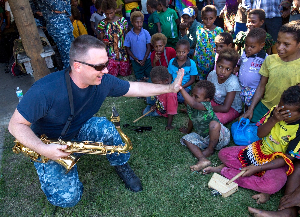 Pacific Fleet Band plays at Papua New Guinea market