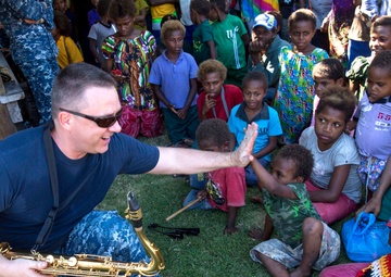 Pacific Fleet Band plays at Papua New Guinea market