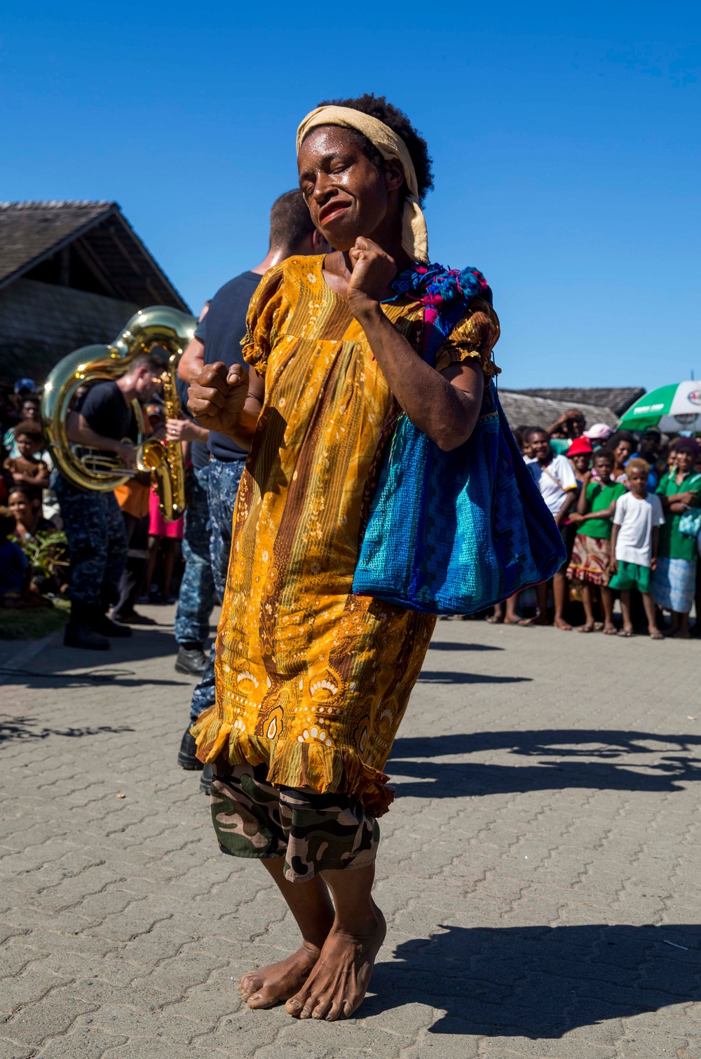 Pacific Fleet Band plays at Papua New Guinea market