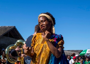 Pacific Fleet Band plays at Papua New Guinea market