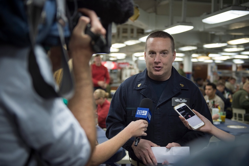 Australian media aboard USS Bonhomme Richard during Talisman Sabre 2015