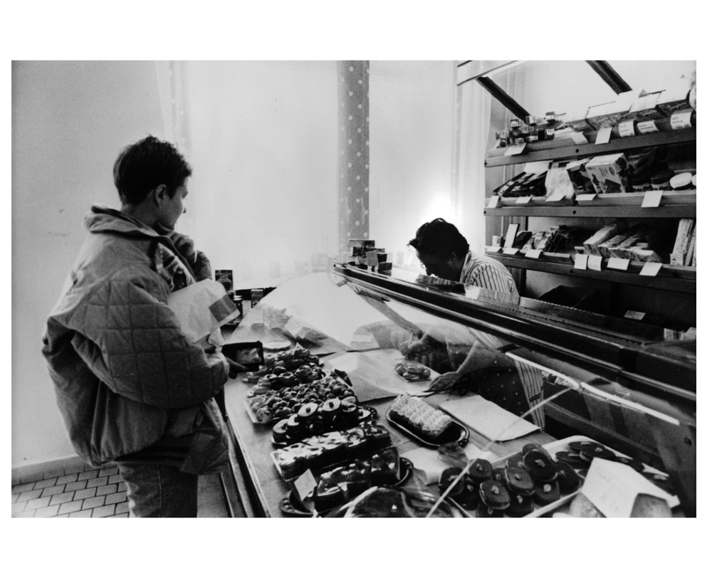 Woman in a bakery in Ostrava, Czechoslovakia