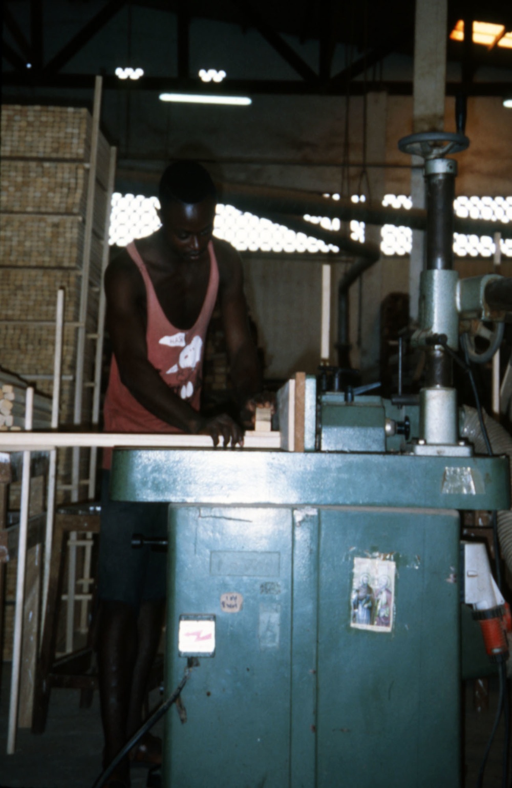 Man operating table saw