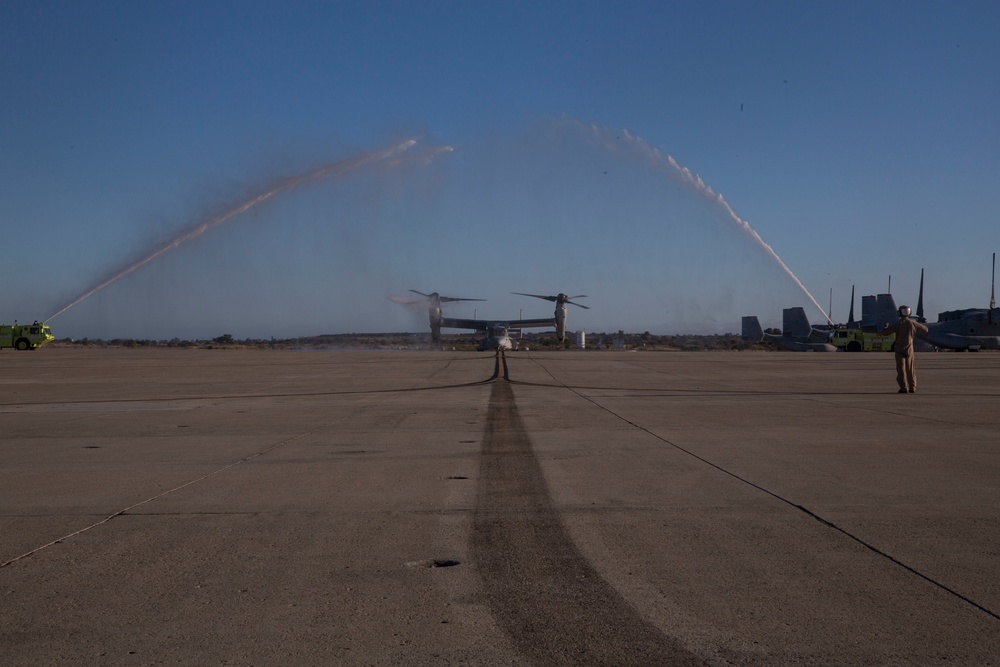 Bianca flies Osprey for the last time as MAG-16 CO