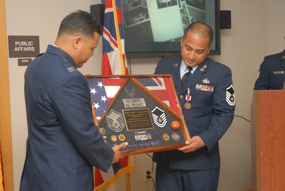 Master Sgt. Alan C. Alejandro retires after 21 years of service with the Hawaii Air National Guard