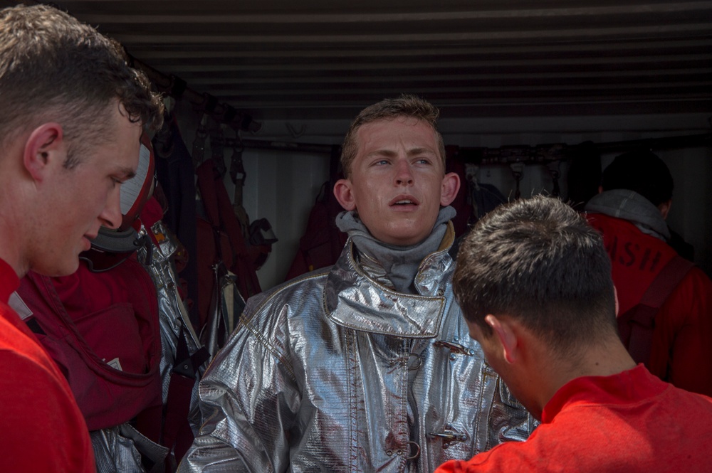 Fire drill aboard USS Carl Vinson