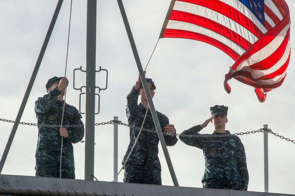 USS Harry S. Truman morning colors