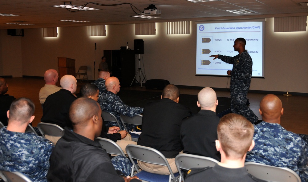 Lt. Leo Peterson speaks to LDO and CWO selects
