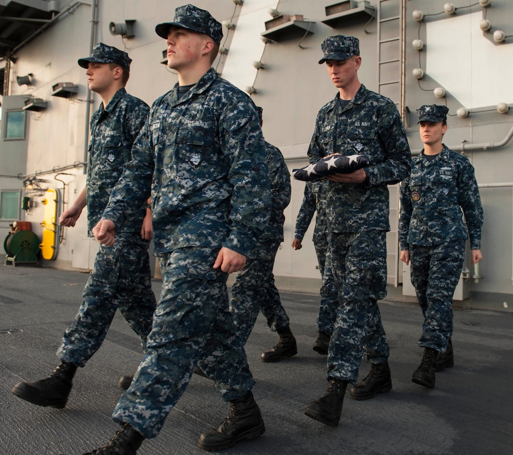 USS Harry S. Truman morning colors