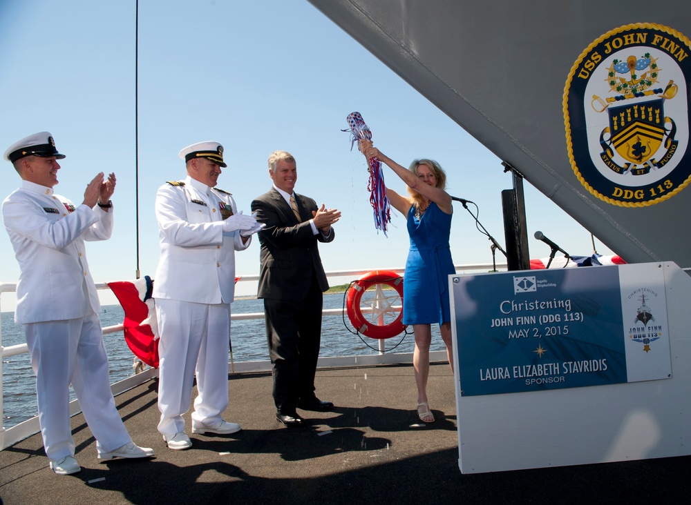 Future USS John Finn christening ceremony