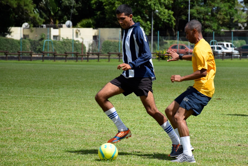 Soccer game against the Mauritius Police Force