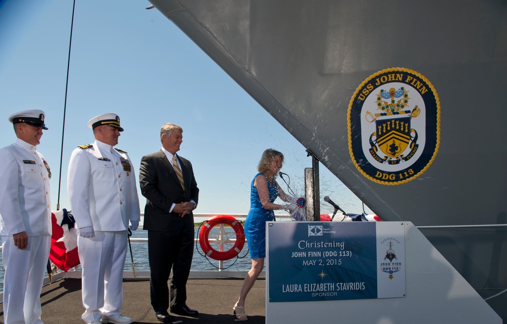 Future USS John Finn christening ceremony