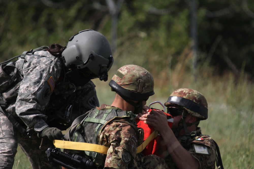 US Army Reserve flight medics train Italian and Slovenian KFOR partners on aerial medevac