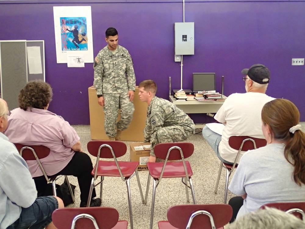 Service members teach a physical therapy class to patients during the IRT in Norwich, N.Y.