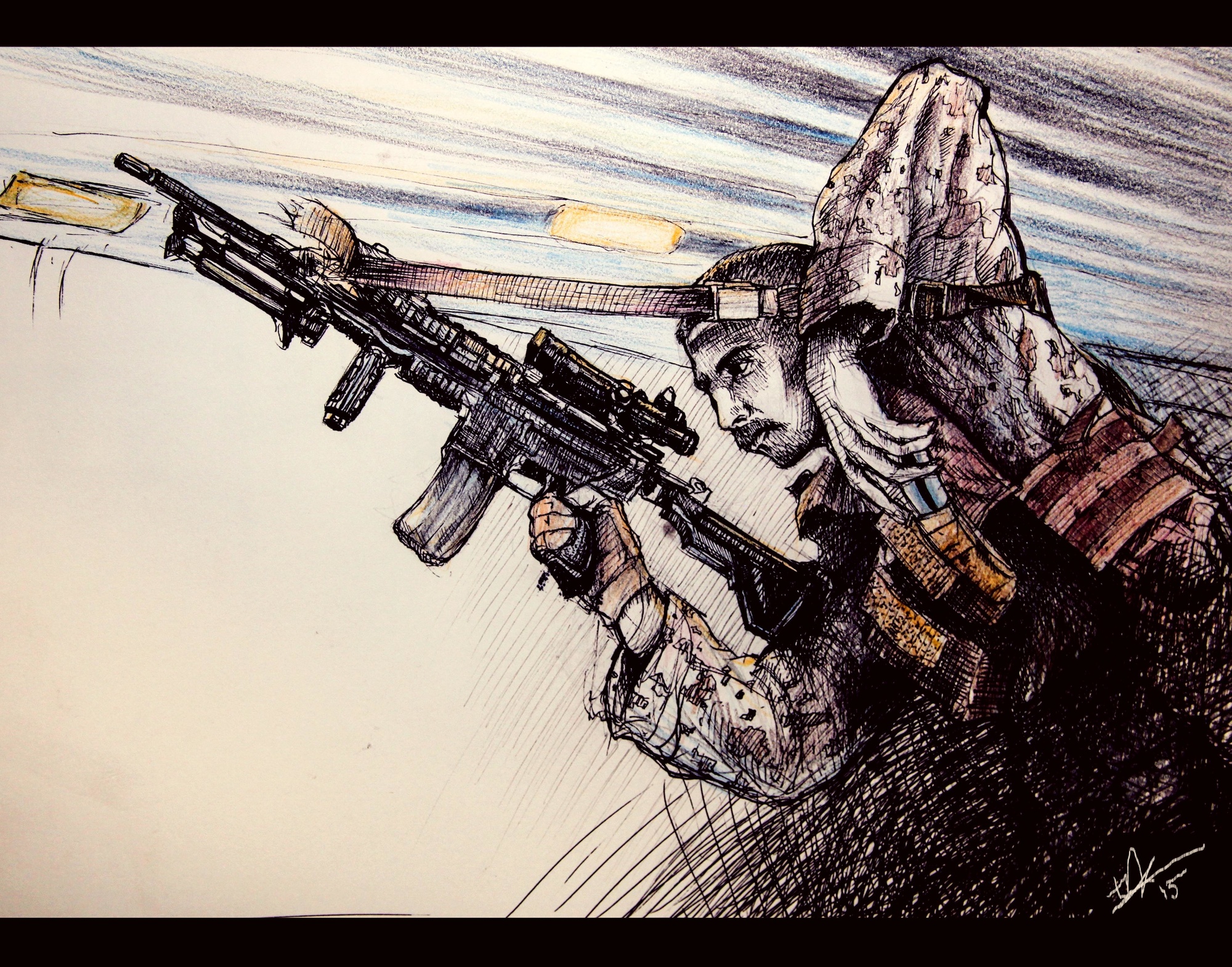 M16 Pencil Drawing