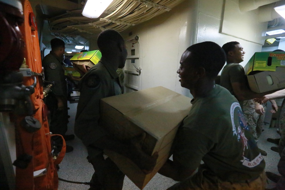 Mail call for U.S. Marines aboard USS Anchorage