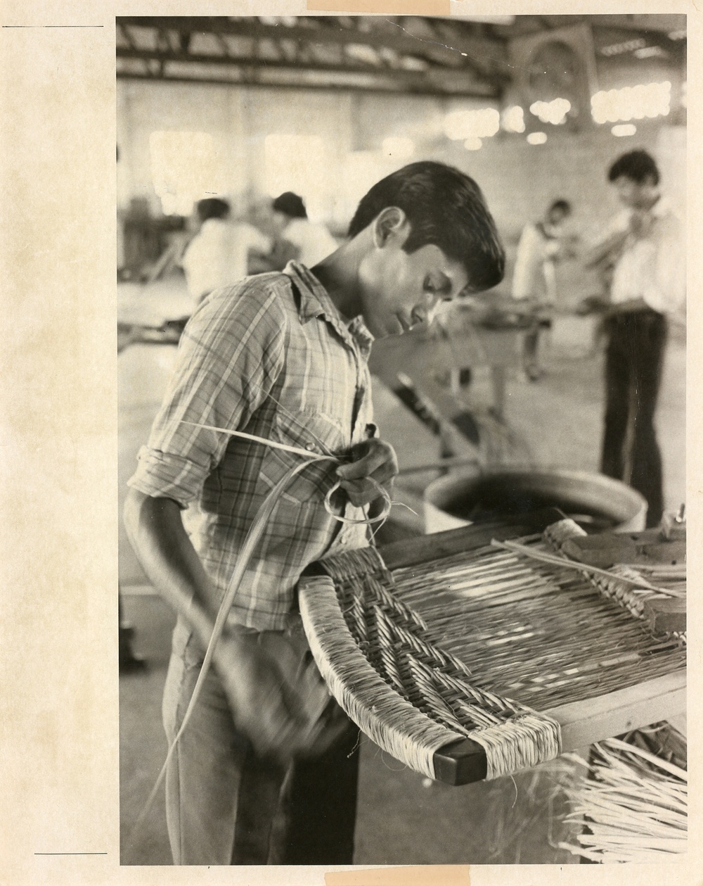 Young man making furniture