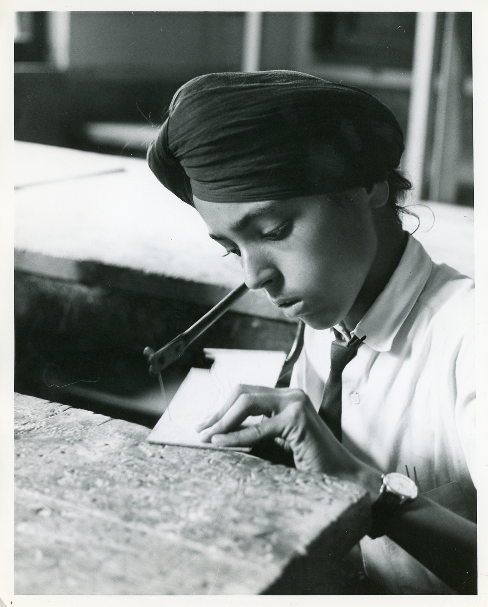 An Indian Student leaning Carpentry