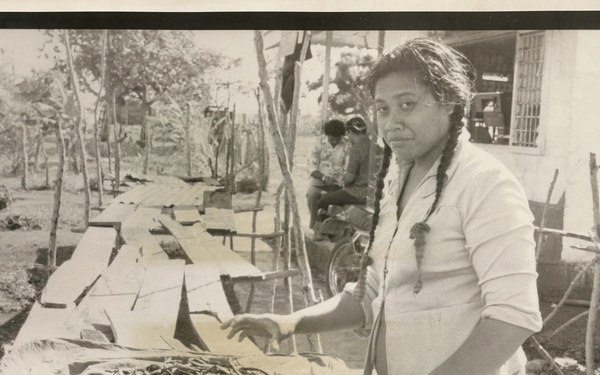 Woman gathering peas