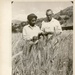 Men observing wheat in field
