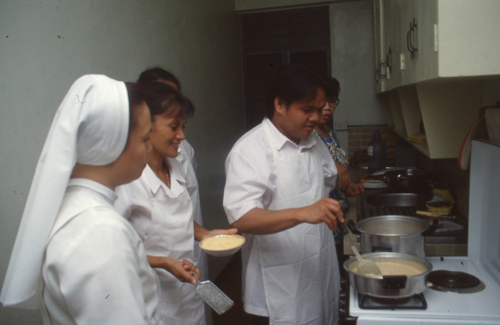 Cooking in the kitchen