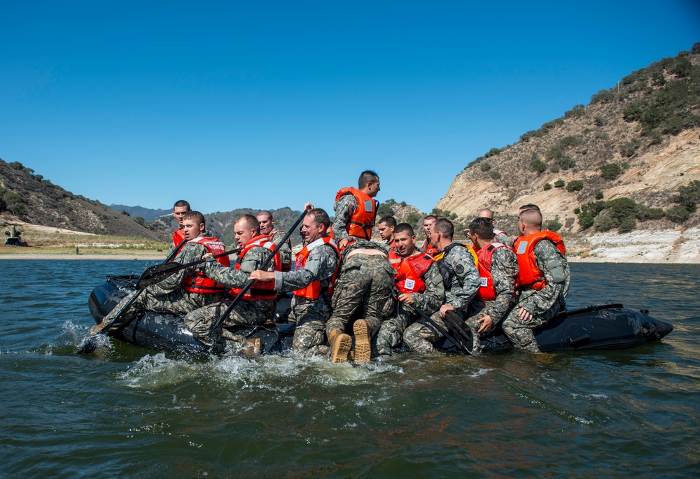 Combat engineers cast into the water
