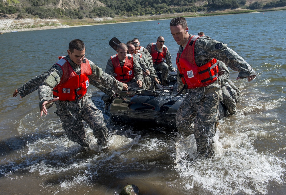 Combat engineers cast into the water