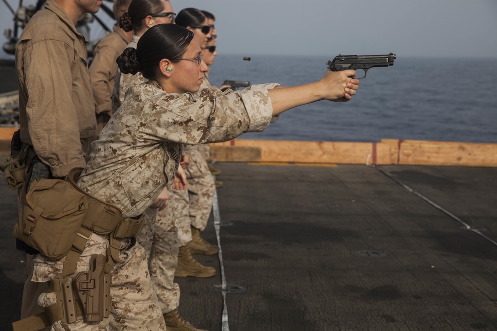U.S. Marines pistol qual aboard USS Essex