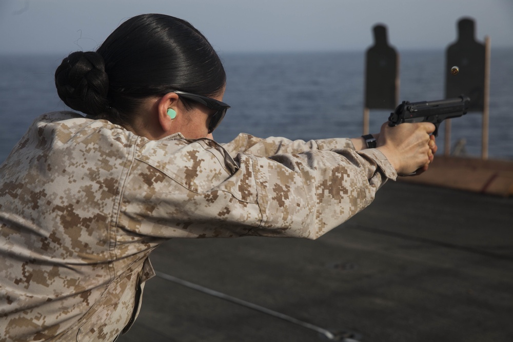 U.S. Marines pistol qual aboard USS Essex