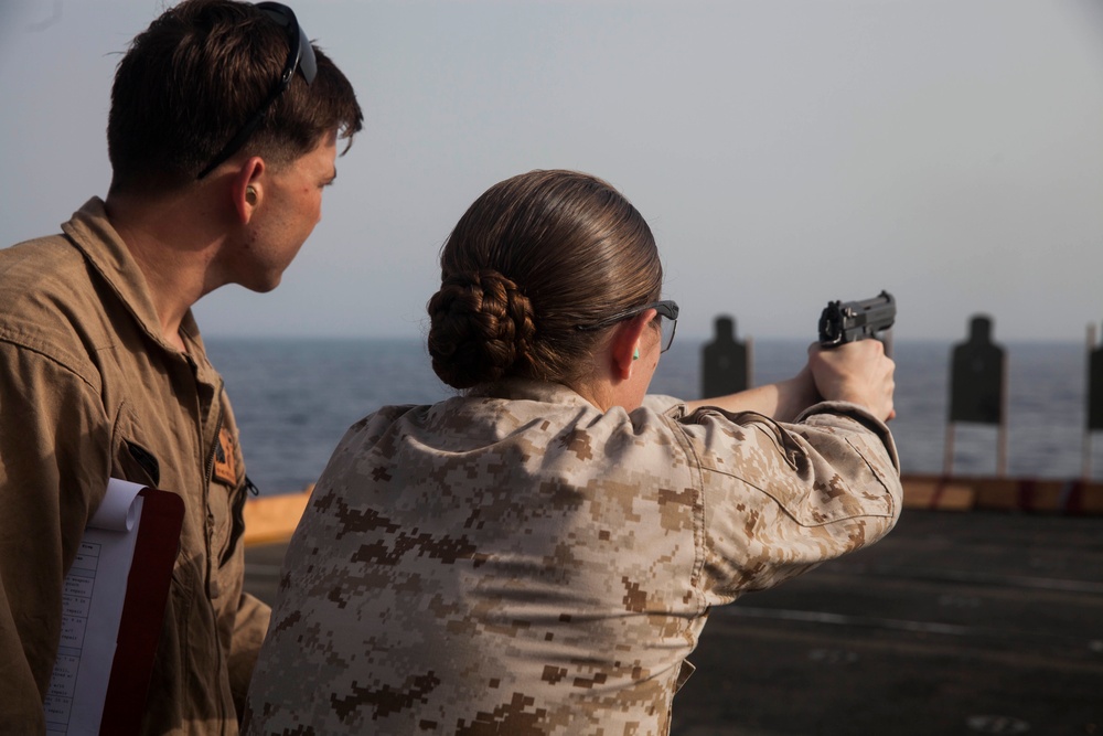 U.S. Marines pistol qual aboard USS Essex