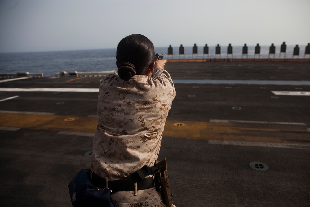 U.S. Marines pistol qual aboard USS Essex