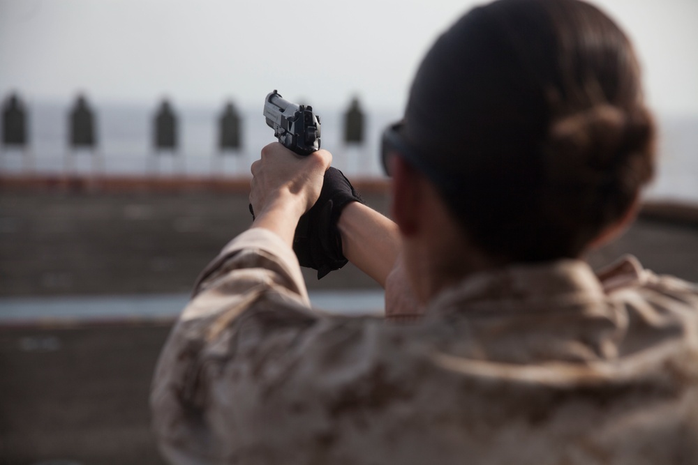 U.S. Marines pistol qual aboard USS Essex