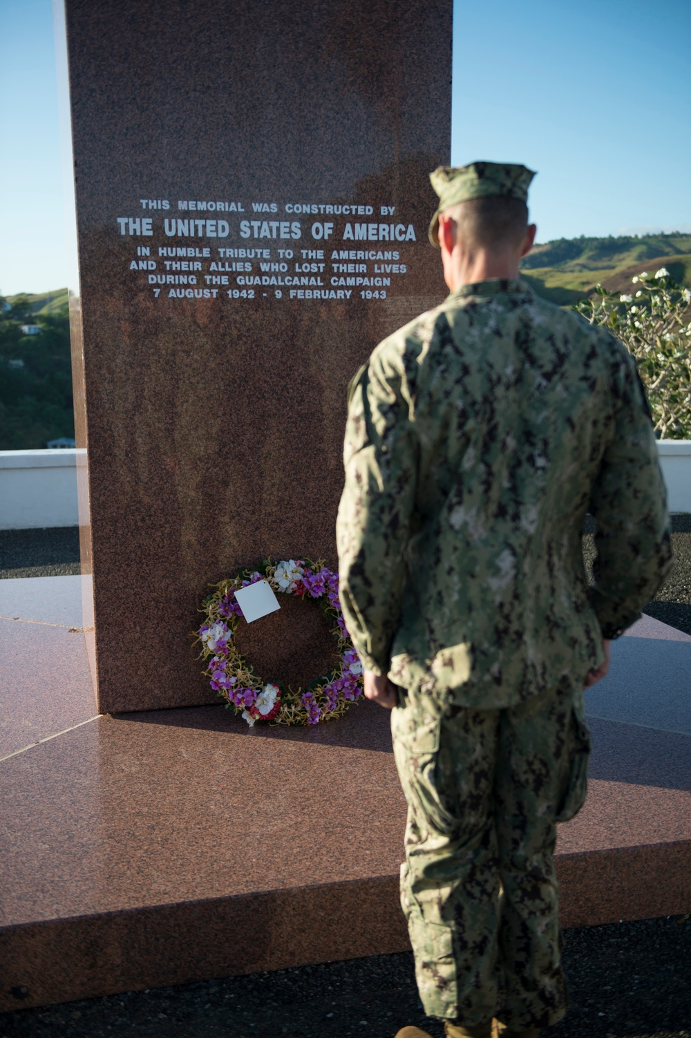 Task Force Forager wreath laying in Guadalcanal