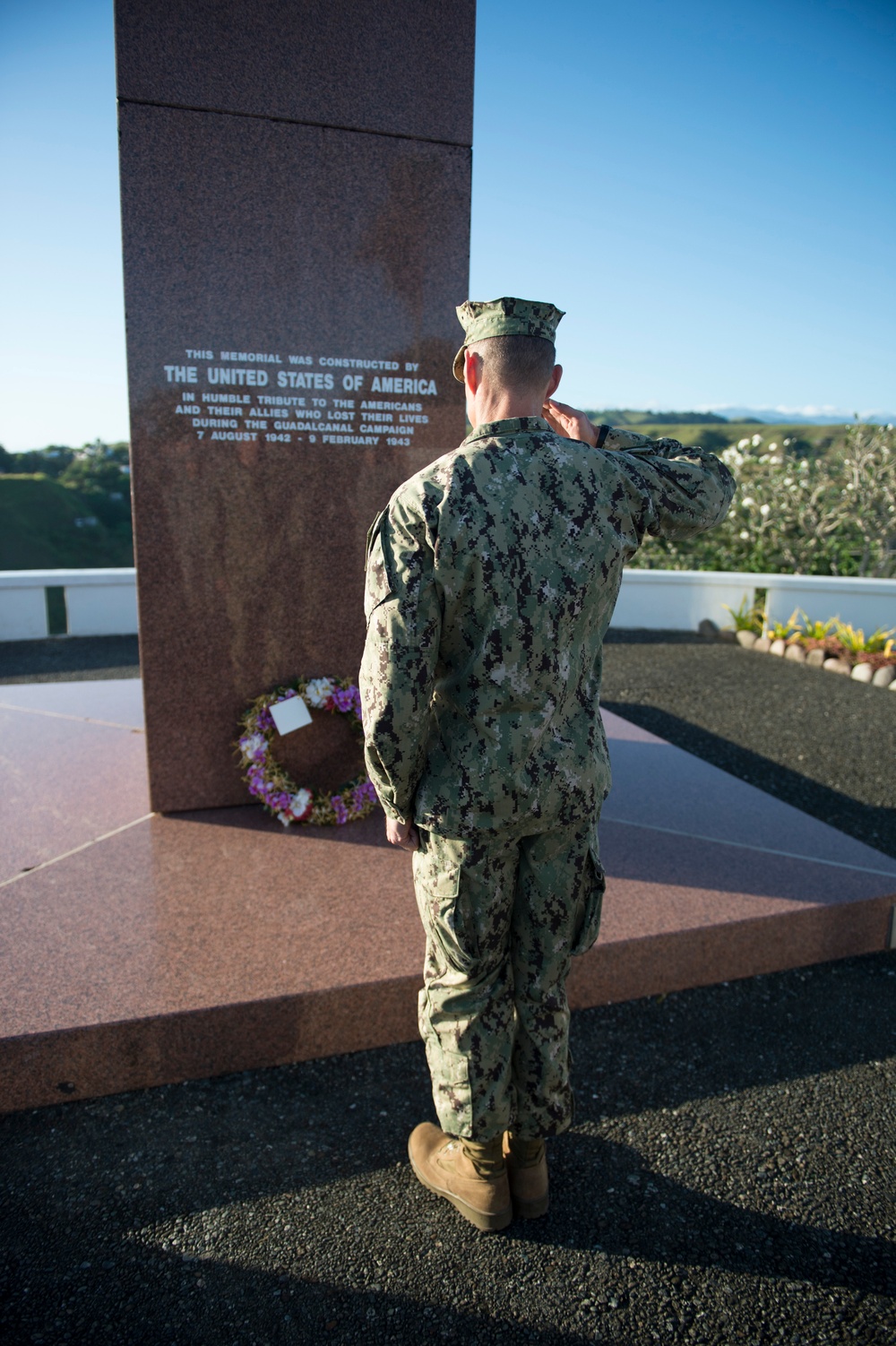 Task Force Forager wreath laying in Guadalcanal
