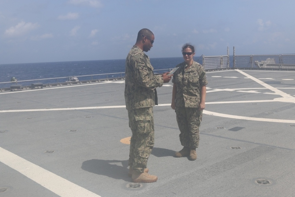 Southern Partnership Station 2015 re-enlistment aboard the USNS Spearhead