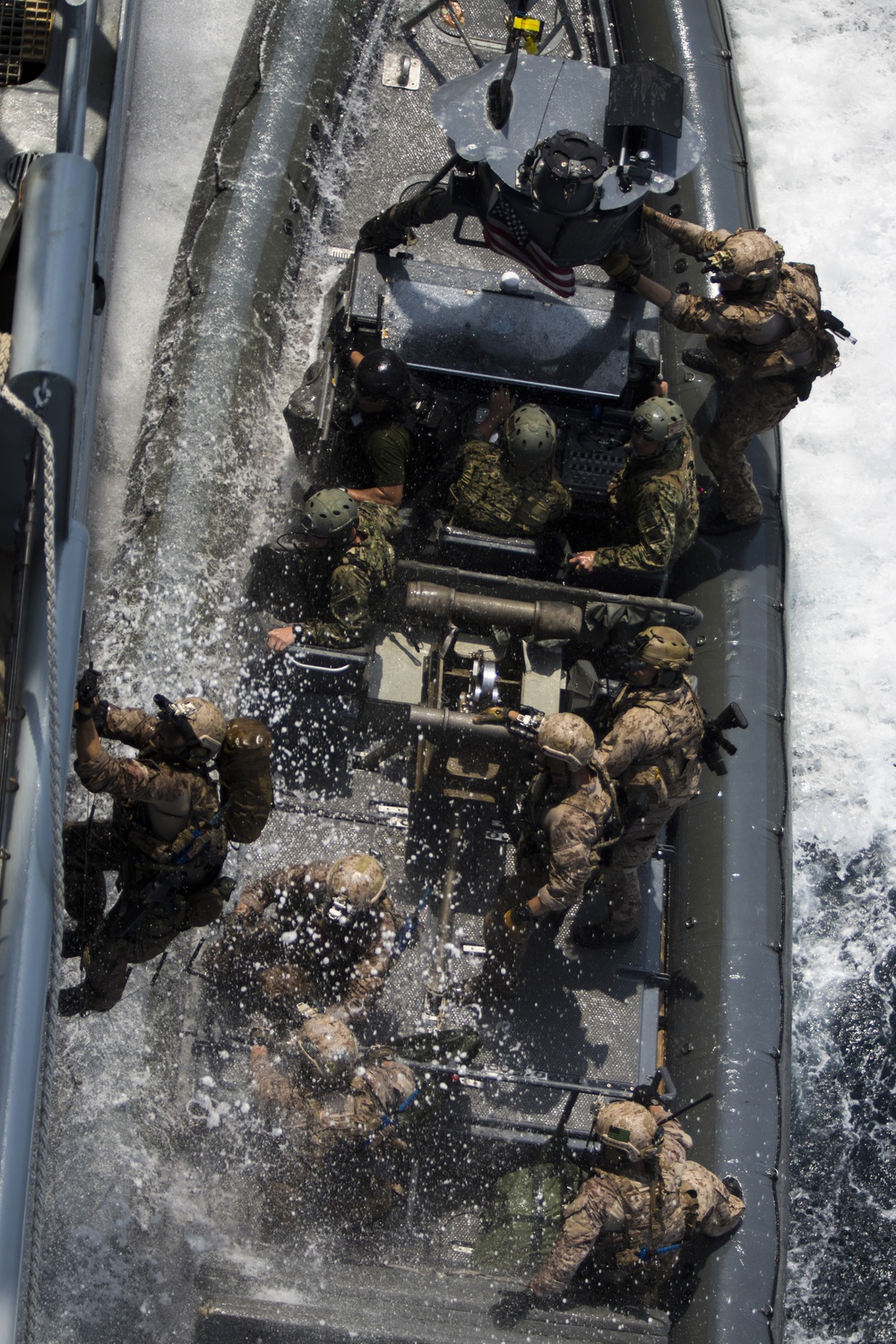 Force Recon Marines practice taking over ships at sea