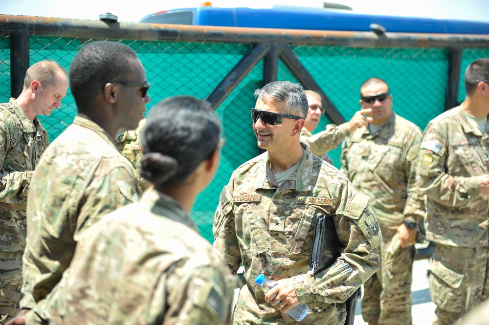 455th AEW commander, command chief visit Jalalabad Airfield