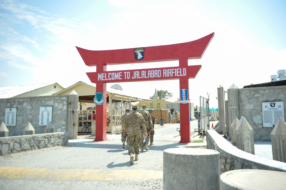 455th AEW commander, command chief visit Jalalabad Airfield