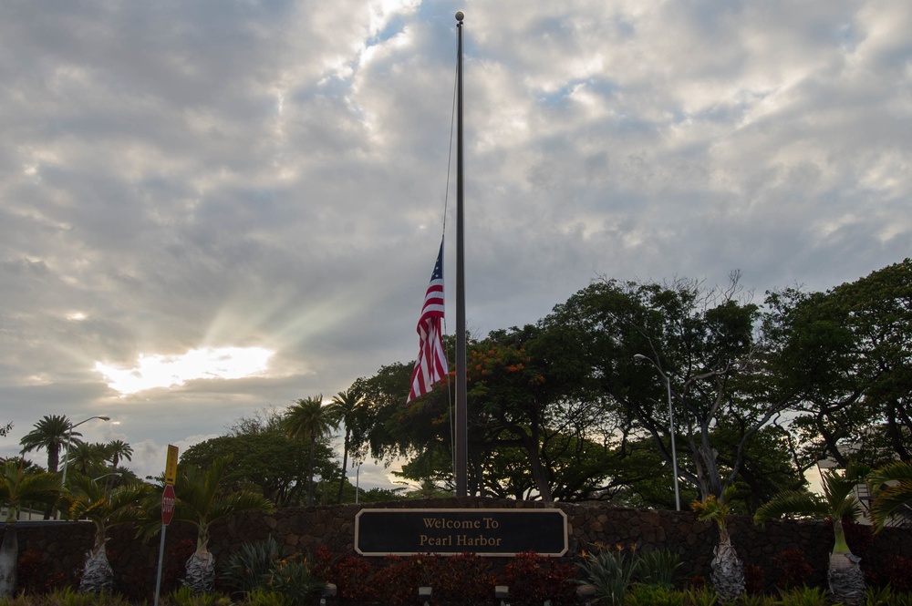 The Ensign is Flown Half-Staff Throughout JBPHH