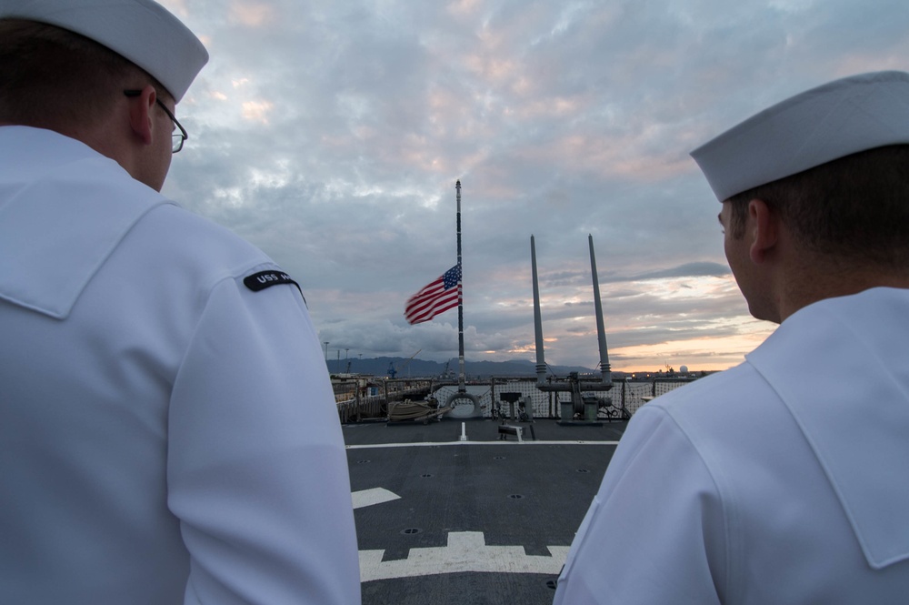 The Ensign is Flown Half-Mast Throughout JBPHH